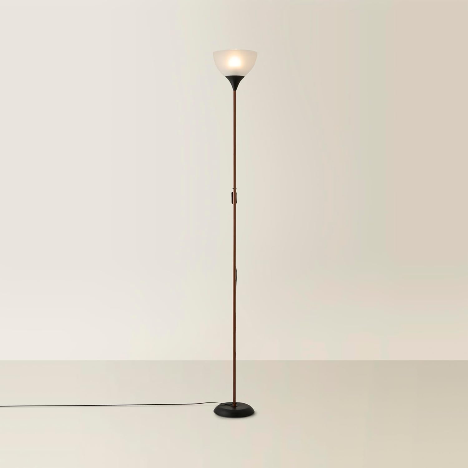MiniSun | Modern Copper and Black Uplighter Floor Lamp with a White Shade | Floor Lamps & Torchieres, Home Décor & Improvement Essential | Includes 6W LED Bulb [3000K Warm White]