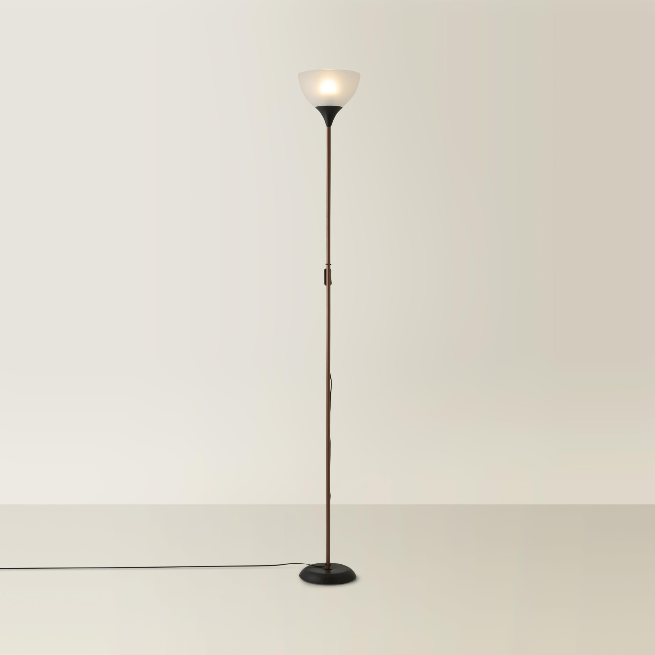 MiniSun | Modern Copper and Black Uplighter Floor Lamp with a White Shade | Floor Lamps & Torchieres, Home Décor & Improvement Essential | Includes 6W LED Bulb [3000K Warm White]