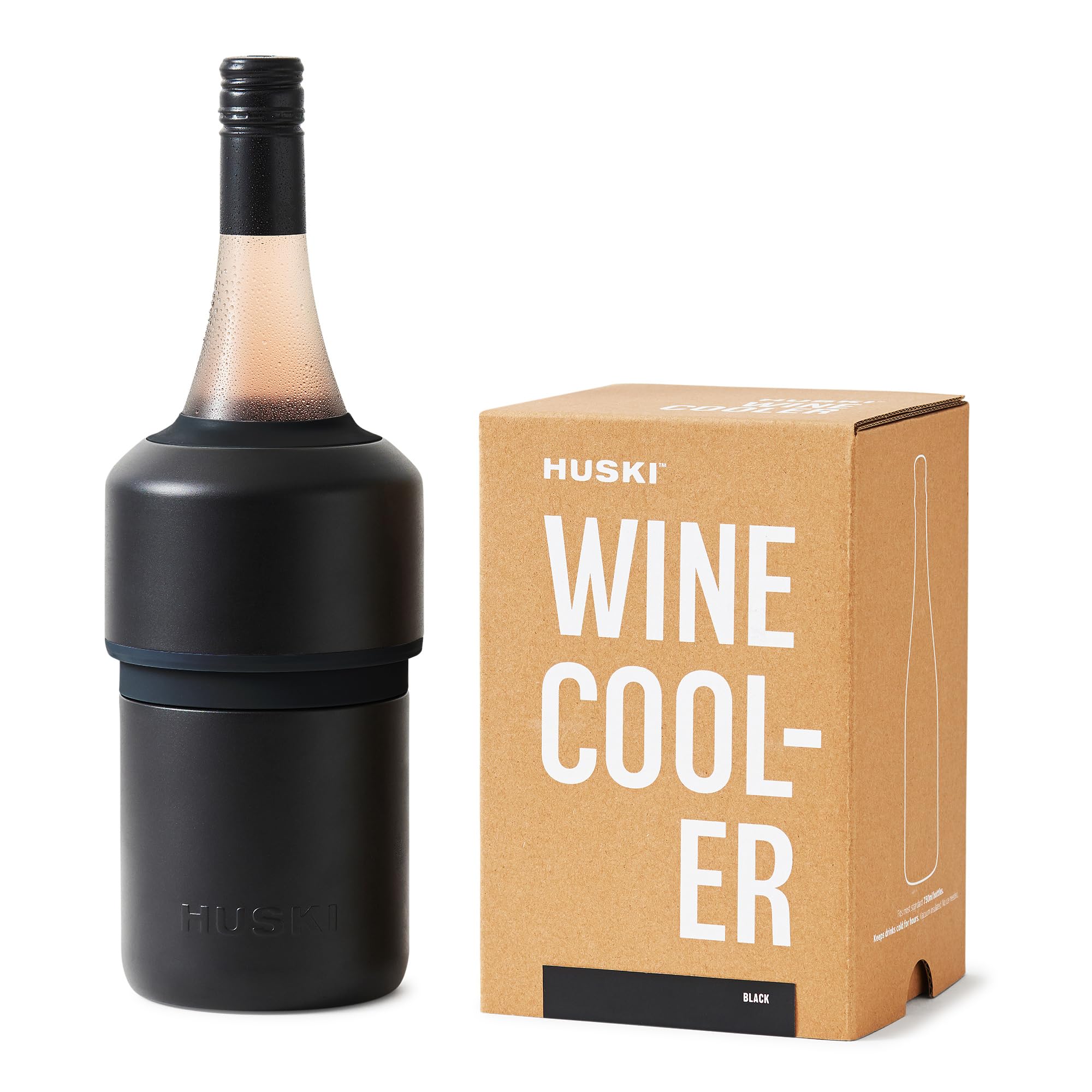 Huski Wine Cooler | Premium Iceless Wine Chiller | Keeps Wine Cold up to 6 Hours | Award Winning Design | New Wine Accessory | Fits Some Champagne Bottles (Brushed Stainless)
