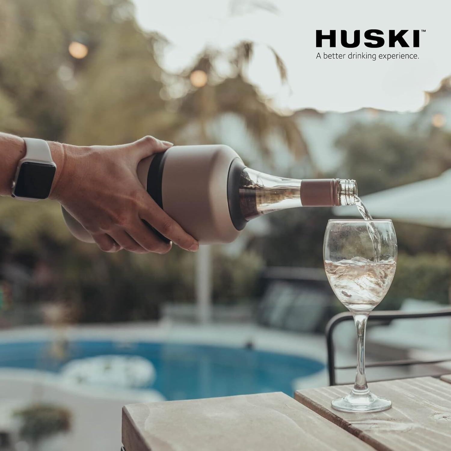 Huski Wine Cooler | Premium Iceless Wine Chiller | Keeps Wine Cold up to 6 Hours | Award Winning Design | New Wine Accessory | Fits Some Champagne Bottles (Brushed Stainless)