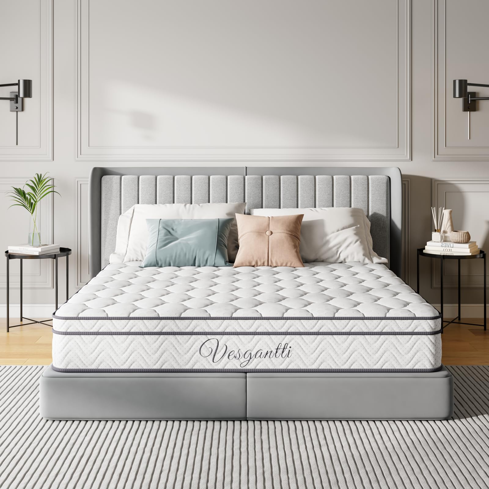 Double Mattress, 10.3 Inch Hybrid Mattress 4FT6 with Breathable Foam and Individually Pocket Spring - Medium Firm, Classic Box Top Collection(135x190x26cm)