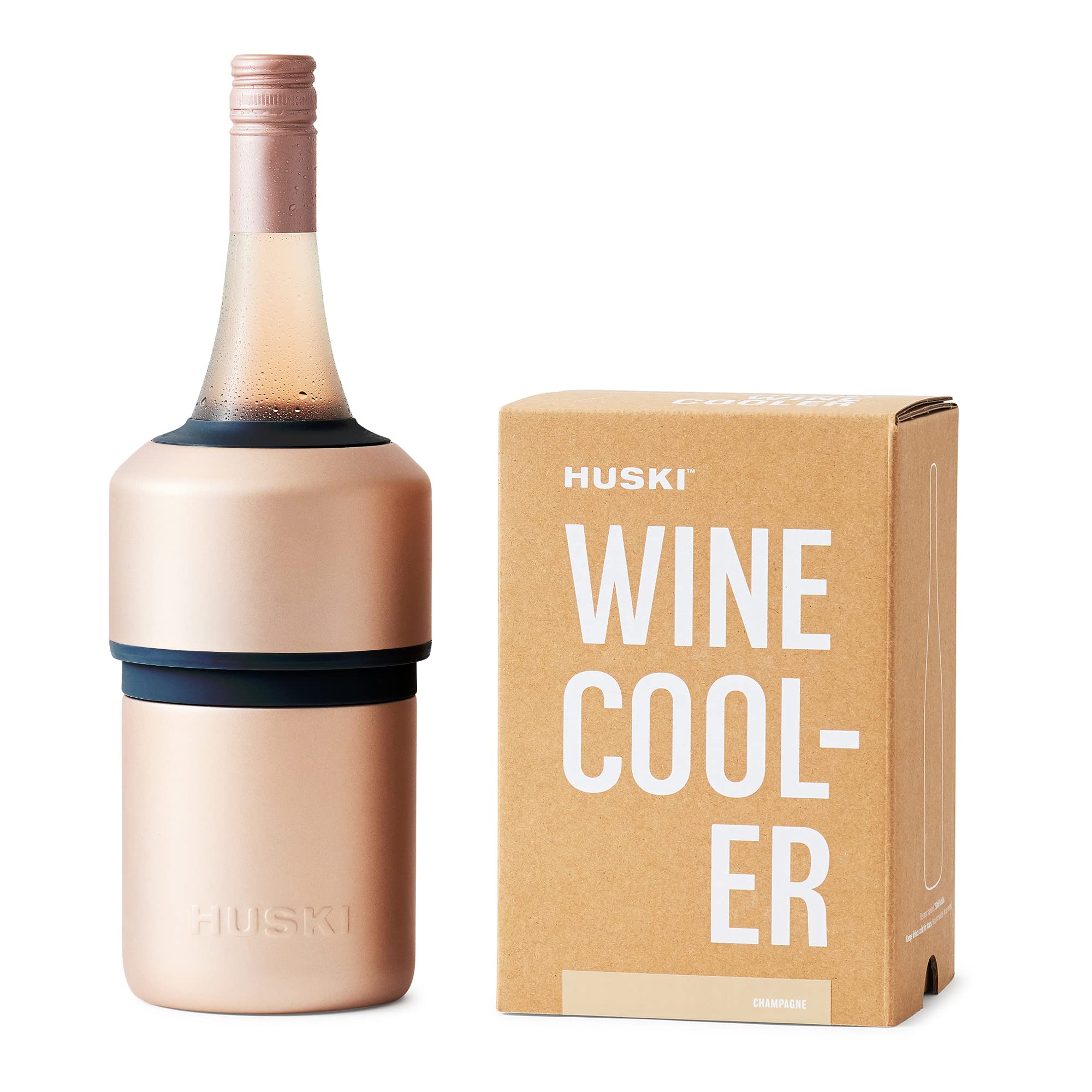 Huski Wine Cooler | Premium Iceless Wine Chiller | Keeps Wine Cold up to 6 Hours | Award Winning Design | New Wine Accessory | Fits Some Champagne Bottles (Brushed Stainless)