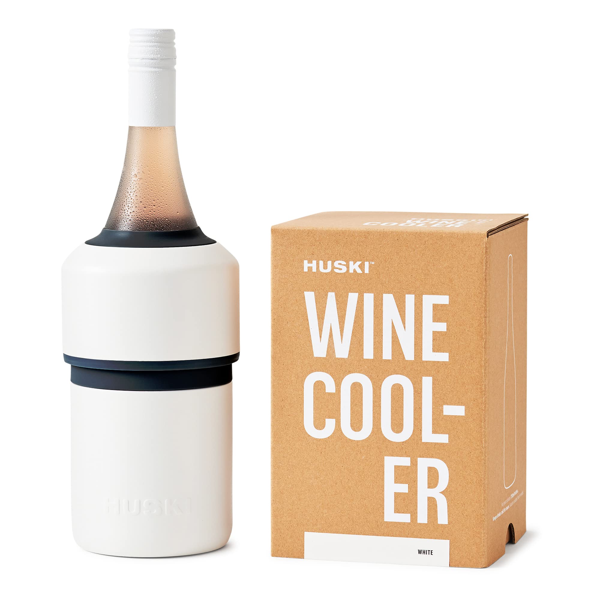 Huski Wine Cooler | Premium Iceless Wine Chiller | Keeps Wine Cold up to 6 Hours | Award Winning Design | New Wine Accessory | Fits Some Champagne Bottles (Brushed Stainless)