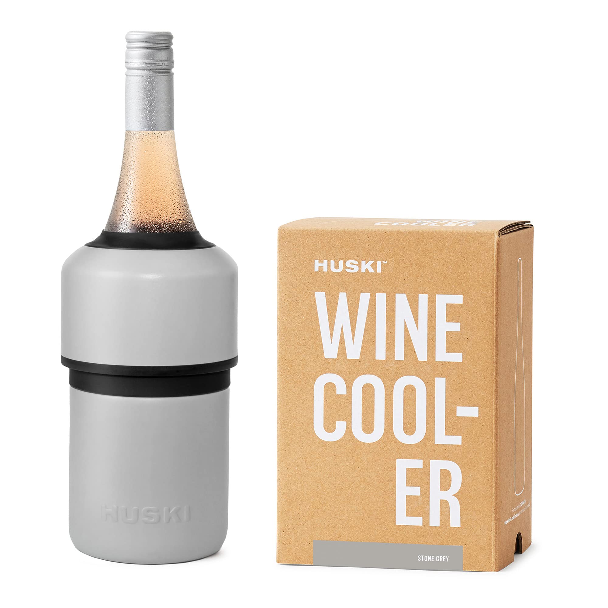 Huski Wine Cooler | Premium Iceless Wine Chiller | Keeps Wine Cold up to 6 Hours | Award Winning Design | New Wine Accessory | Fits Some Champagne Bottles (Brushed Stainless)