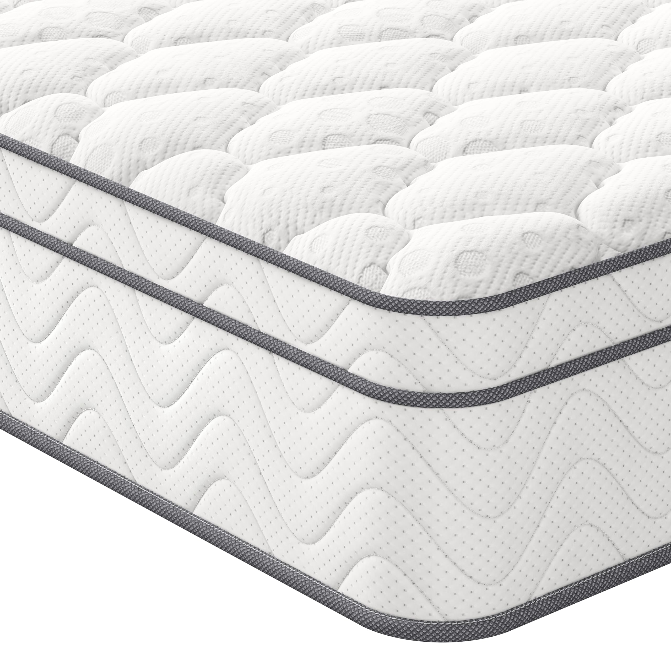 Double Mattress, 10.3 Inch Hybrid Mattress 4FT6 with Breathable Foam and Individually Pocket Spring - Medium Firm, Classic Box Top Collection(135x190x26cm)