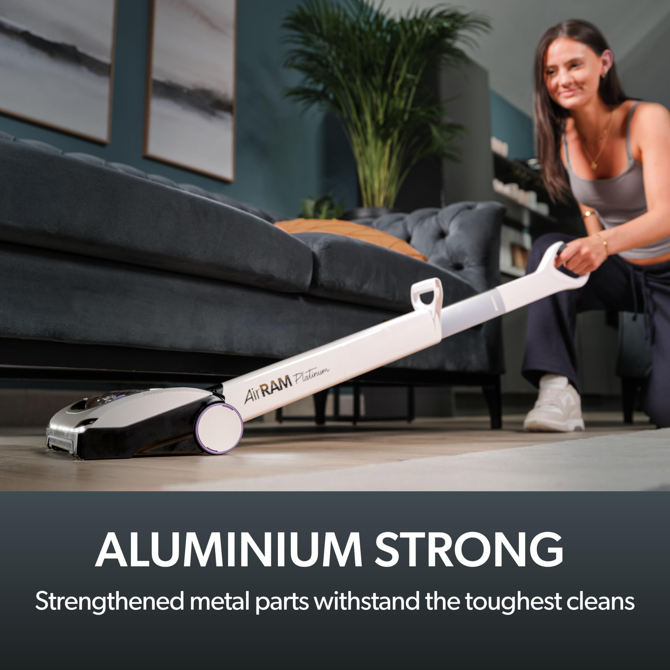 AirRAM Platinum AR46 Cordless Vacuum Cleaner - Includes Anti-Hair Wrap Brush Bar - Perfect for Carpet and Hardwood Floors - Rechargeable 22v Li-ion Battery - Lightweight (3.3 kgs.)